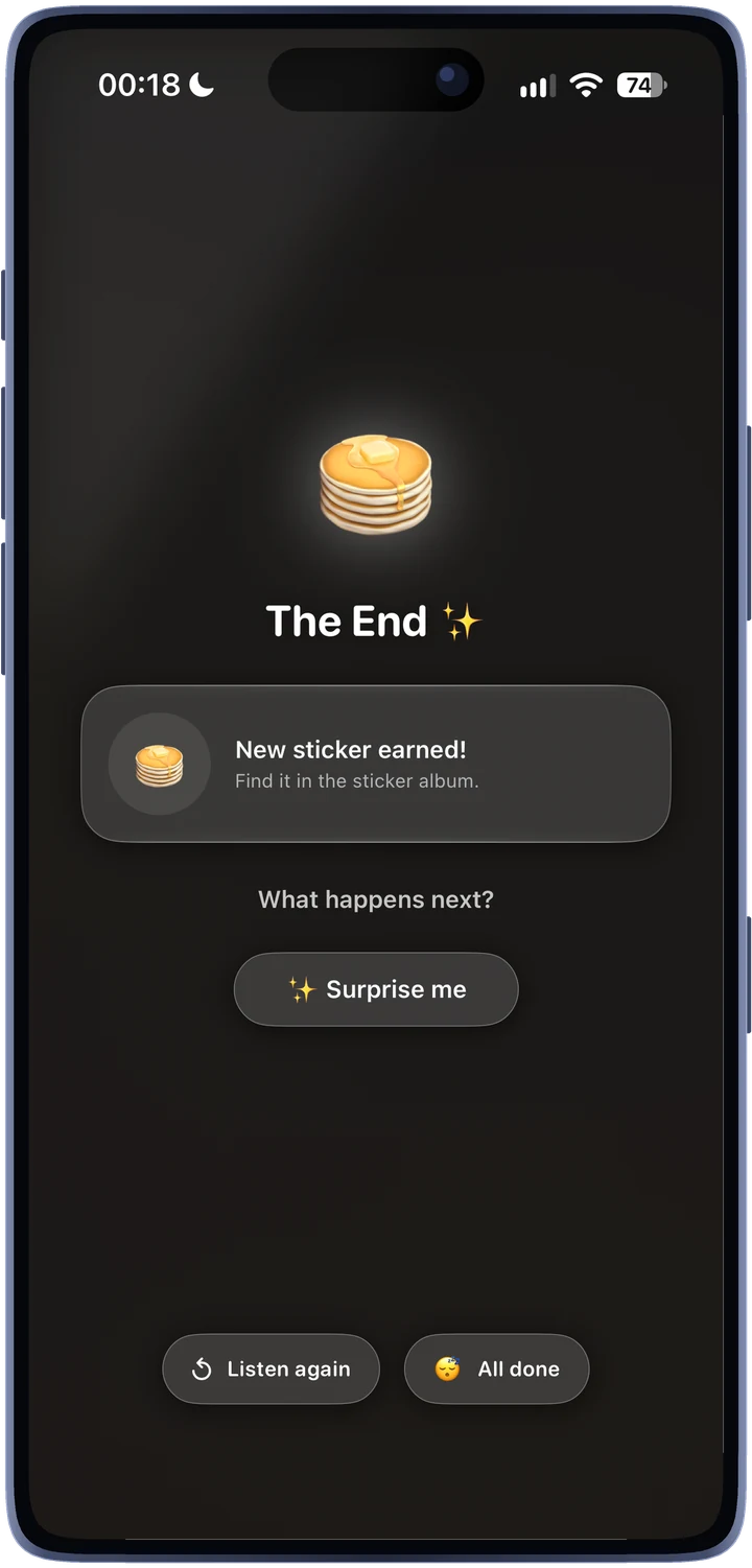 The End: a new sticker earned