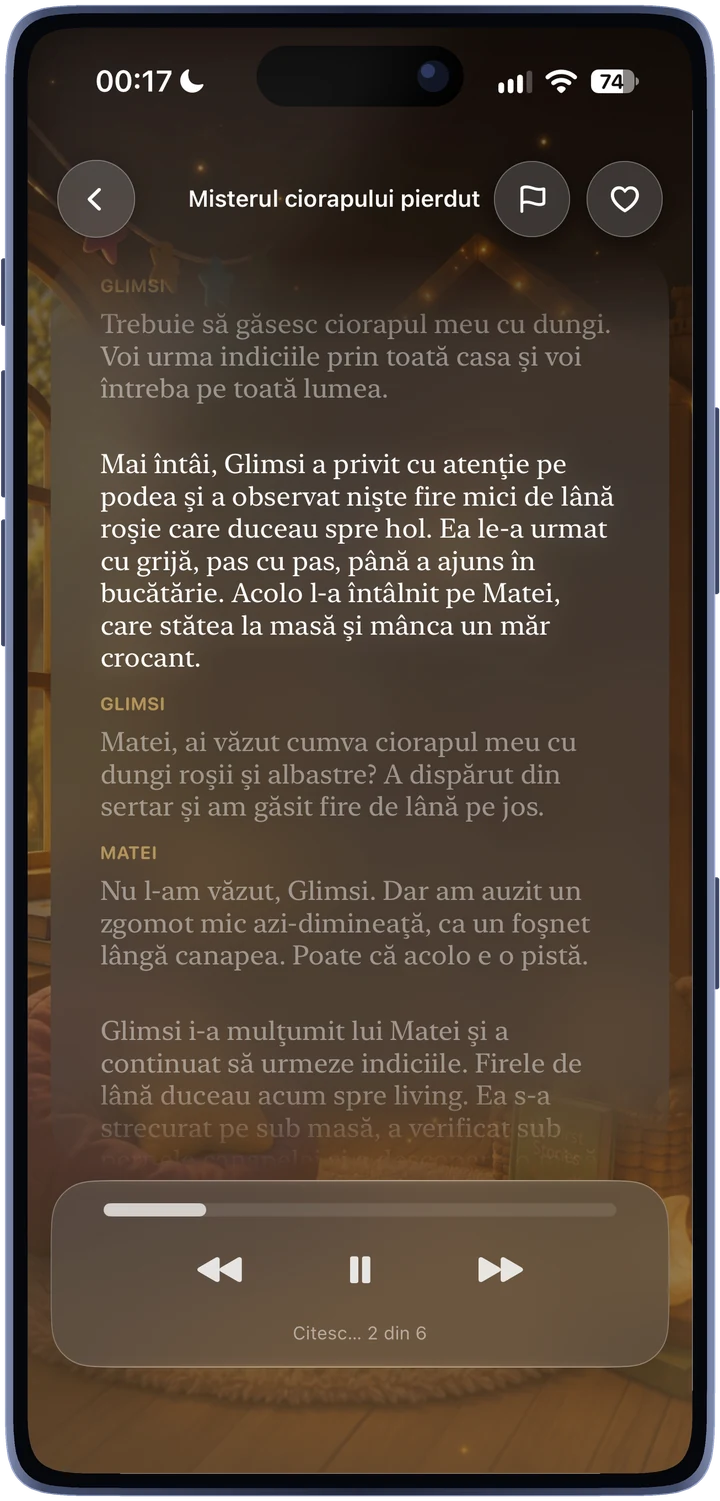 A story playing in Romanian